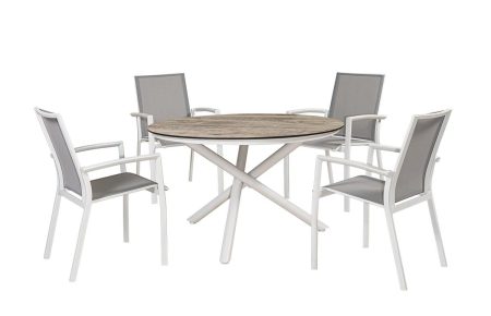 LOUIS Τραπεζαρία Αλουμινίου Με Επιφάνεια Compact Hpl ,Σέτ 5 Τεμαχίων