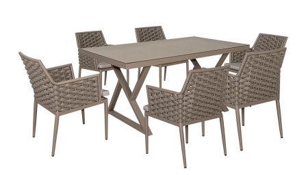 SIFINOS Τραπεζαρία Σέτ 7 Τεμαχίων ,Με Αλουμίνιο Σκελετό 160 x 90cm