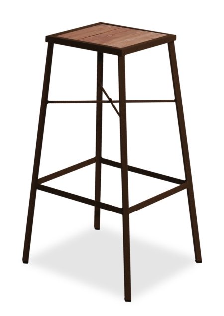 Μεταλλικό Γαλβανισμένο Σκουριά Μάτ Σκαμπό Μπάρ Με Σουηδικό Ξύλο