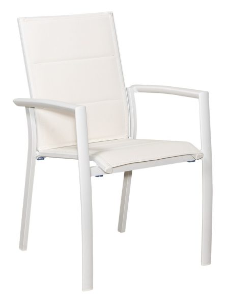 SIENNA Λευκή Πολυθρόνα Αλουμινίου Με Διάτρητο Ύφασμα