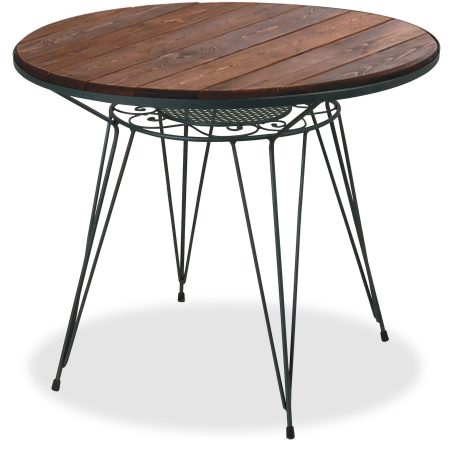 Γαλβανισμένο Στρογγυλό Τραπέζι Μασίφ 80 x 75(h)cm ,Με Σουηδικό Ξύλο
