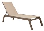 Καφέ Ανακλινόμενη Ξαπλώστρα 5 Θέσεων Με Εκρού Διάτρητο Ύφασμα Και Σκελετό Αλουμινίου