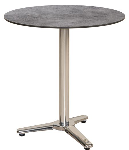 Στρογγυλό Τραπέζι Με Γκρί Επιφάνεια Hpl Και Ανοξείδωτο Σκελετό 60 x 75(h)cm