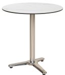 Στρογγυλό Τραπέζι Με Λευκή Επιφάνεια Hpl Και Ανοξείδωτο Σκελετό 70 x 75(h)cm