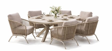 HARMONY Οβάλ Τραπεζαρία Σέτ Αλουμινίου Με Κεραμική Επιφάνεια ,Σέτ 7 Τεμαχίων 220 x 120 x 69(h)cm