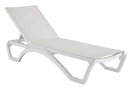 Λευκή Ανακλινόμενη Ξαπλώστρα 5 Θέσεων Πολυπροπυλένιου Με Uv Προστασία Και Διάτρητο Ύφασμα