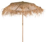 Στρογγυλή Φυσική Ψάθινη Ομπρέλα Με Ξύλινο Επεκτεινόμενο Κορμό Φ 200 x 245(h)cm