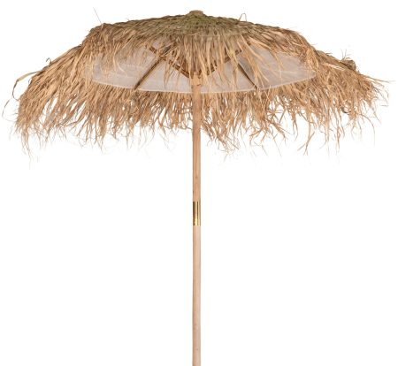 Στρογγυλή Φυσική Ψάθινη Ομπρέλα Με Ξύλινο Επεκτεινόμενο Κορμό Φ 200 x 245(h)cm