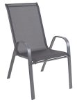 Γκρί Μεταλλική Στοιβαζόμενη Πολυθρόνα Με Textilene Ύφασμα 55 x 73 x 92(h)cm
