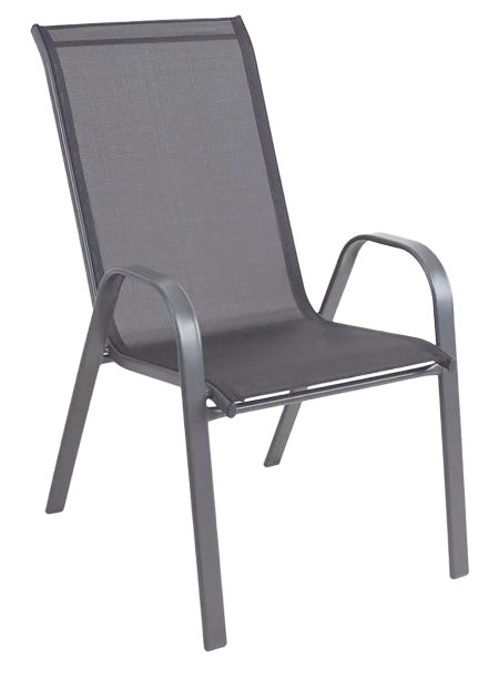 Γκρί Μεταλλική Στοιβαζόμενη Πολυθρόνα Με Textilene Ύφασμα 55 x 73 x 92(h)cm