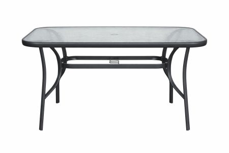 Γκρί Μεταλλικό Παραλ/μο Τραπέζι Με Τζάμι 120 x 70 x 70(h)cm