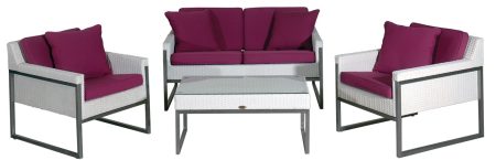 Καθιστικό Σέτ Rattan 4 Τεμαχίων Με Ανοξείδωτο Σκελετό