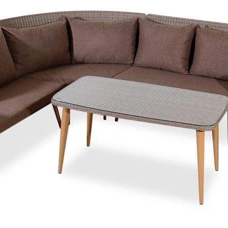 TULIP Γωνιακό Καθιστικό Σέτ Rattan 3 Τεμαχίων ,Με Αλουμίνιο Σκελετό