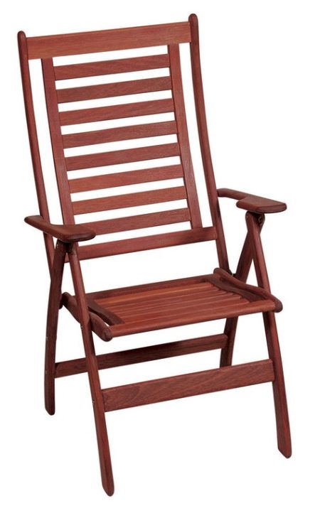 Ξύλινη Ψηλόπλατη Πτυσσόμενη Πολυθρόνα 3 Θέσεων ,Red Shorea