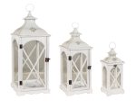 Διακοσμητικά Φανάρια Σέτ 3 Τεμαχίων , Ξύλο - Μέταλλο , 36 , 54 Και 70cm