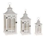 Διακοσμητικά Φανάρια Σέτ 3 Τεμαχίων , Ξύλο - Μέταλλο , 37 , 58 Και 75cm
