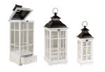 Διακοσμητικά Φανάρια Σέτ 3 Τεμαχίων , Ξύλο - Μέταλλο , 40.5 , 58 Και 90cm