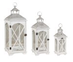 Διακοσμητικά Φανάρια Σέτ 3 Τεμαχίων , Ξύλο - Μέταλλο , 40 , 58 Και 75cm