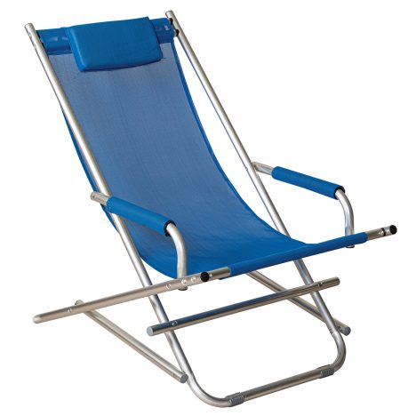 Μπλέ Πτυσσόμενη Σεζλόνγκ Αλουμινίου Με Διάτρητο Ύφασμα , 86(L) X 62(W) X 84(H)cm