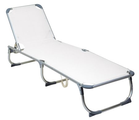 Λευκή Πτυσσόμενη Ξαπλώστρα Παραλίας 178 x 57 x 30(h)cm