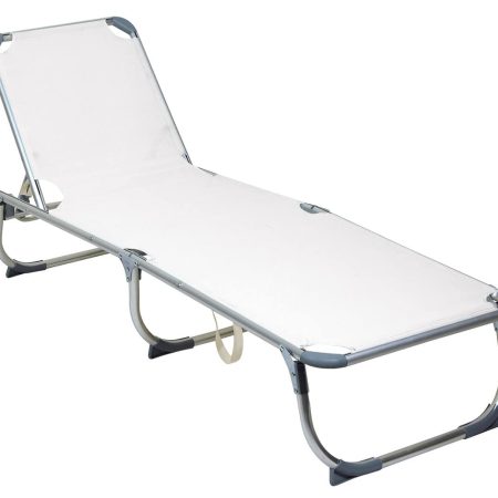 Λευκή Πτυσσόμενη Ξαπλώστρα Παραλίας 178 x 57 x 30(h)cm