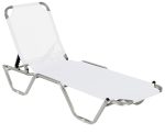 Λευκό Στοιβαζόμενη Ξαπλώστρα Παραλίας 5 Θέσεων 195 x 60 x 29(h)cm