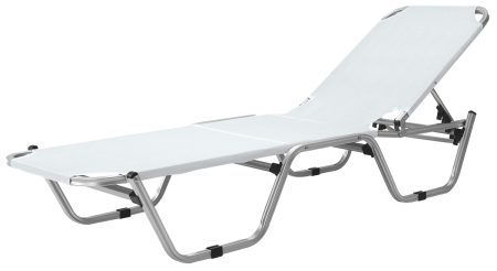 Λευκή Στοιβαζόμενη Ξαπλώστρα Παραλίας 5 Θέσεων Με Διάτρητο Ύφασμα 2x1 191 x 60 x 30(h)cm