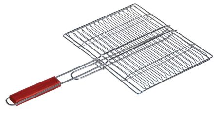 Ανοξείδωτη Σχάρα Ίσια Με Ξύλινο Χερούλι ,37 x 45 x 67cm