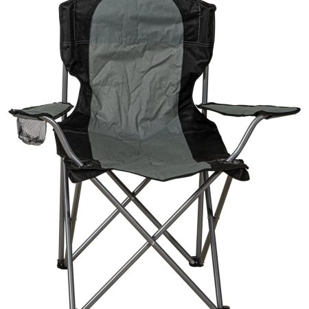 Γκρί Πτυσσόμενο Καρεκλάκι Παραλίας - Camping Με Μεταλλικό Σκελετό , 47(w) x 76(d) x 45/80(h)cm