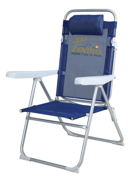 Μπλέ Πτυσσόμενο Καρεκλάκι Παραλίας 5 Θέσεων Με Αλουμίνιο Σκελετό Και Διάτρητο Ύφασμα 1 x 1 , 61,5 x 57 x 96,5(h)cm