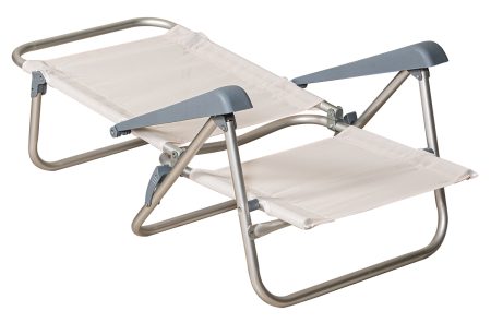 Λευκό Πτυσσόμενο Καρεκλάκι - Ξαπλώστρα Παραλίας Με Αλουμίνιο Σκελετό Και Διάτρητο Ύφασμα , 66 x 60 x 19/84(h)cm