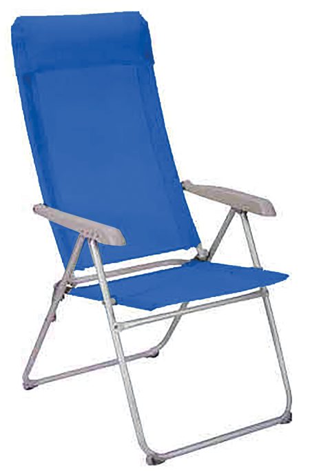 Μπλέ Πτυσσόμενο Καρεκλάκι Παραλίας 5 Θέσεων Με Αλουμίνιο Σκελετό Και Διάτρητο Ύφασμα 1 x 1 , 65 x 58 x 44/114(h)cm
