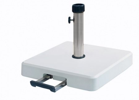 Λευκή Τσιμεντένια Βάση Ομπρέλας 36Kgr , Με Λαβή Και Ρόδες