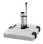 Λευκή Τσιμεντένια Βάση Ομπρέλας 50Kgr , Με Λαβή Και Ρόδες