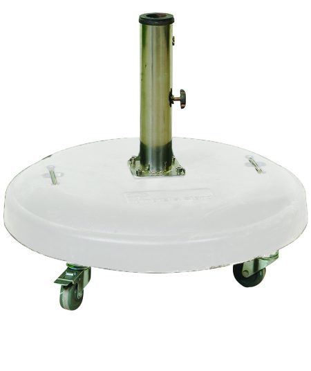 Λευκή Τσιμεντένια Βάση Ομπρέλας 50Kgr , ⌀ 60cm ,Με Ροδάκια Και Φρένο