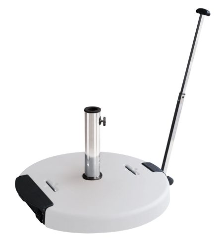 Λευκή Τσιμεντένια Βάση Ομπρέλας 60Kgr , Με Λαβή Και Ρόδες