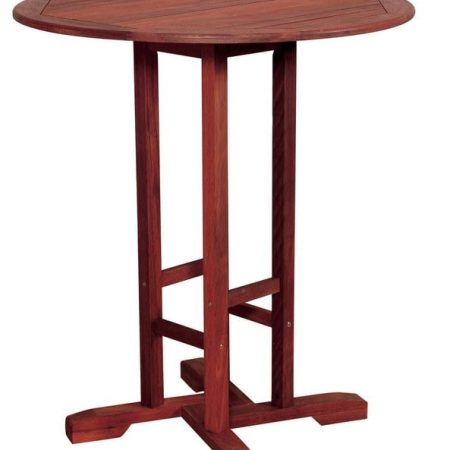 Ξύλινο Στρογγυλό Σταθερό Τραπέζι Red Shorea 90 x 100(h)cm