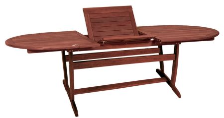 Οβάλ Επεκτεινόμενο τραπέζι Red Shorea ,160 + 80 = 240 x 100 x 75(H)cm