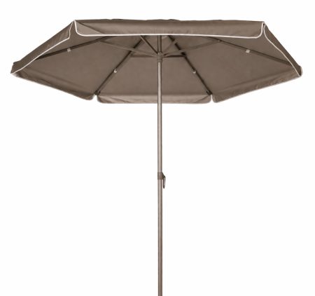 Καφέ - Ασημί Στρογγυλή Ομπρέλα Θαλάσσης Με Κορμό Και Ακτίνες Αλουμινίου Με Αεραγωγό Και Θήκη Αποθήκευσης, 98% Προστασία Uv